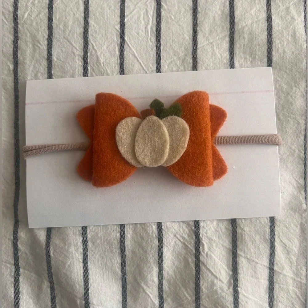 Orange Pumpkin Bow Headband